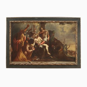 Antique Religious Painting, Lamentation Over the Dead Christ, 18th-Century