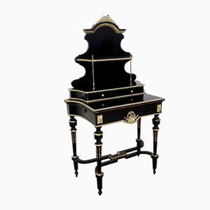 Kleiner schwarzer Napoleon III Schreibtisch aus Holz, 19. Jh