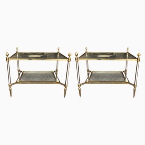 Glass and Brass Coffee Tables from Maison Jansen, 1950s, Set of 2
