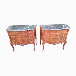 French Chest of Drawers with Marble, Set of 2