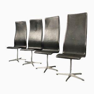 Danish Oxford 3162 High-Back Swivel Chairs by Arne Jacobsen for Fritz Hansen, 1960s, Set of 4