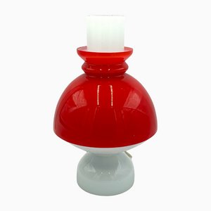 Rote Glas Tischlampe, Tschechische Republik, 1960er