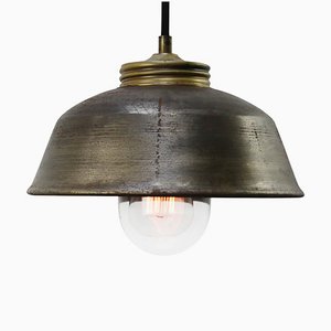 Vintage Industrial Brass Metal and Clear Glass Pendant Light