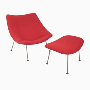 Mid-Century Oyster Chair and Ottoman by Pierre Paulin for Artifort, 1960s, Set of 2