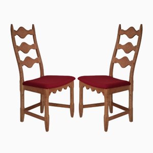 Danish Design Oak Wood Chairs by Henning Kjærnulf, 1960s, Set of 2
