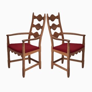 Danish Design Oak Wood Armchairs by Henning Kjærnulf, 1960s, Set of 2