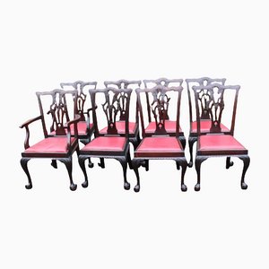 Mahogany Dining Chairs, Set of 8, 1920s