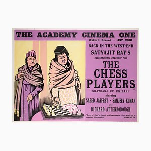 Affiche The Chess Players Academy Cinema London Quad par Strausfeld, Royaume-Uni, 1970s