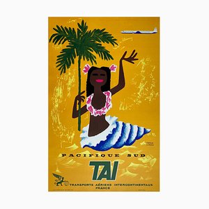 Póster de viaje de Tai Pacific Sud / South Pacific de Morvan para Erco, 1958