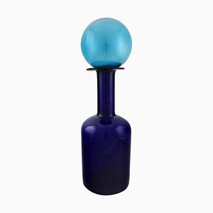 Large Vase in Blue Art Glass with Blue Ball by Otto Brauer for Holmegaard
