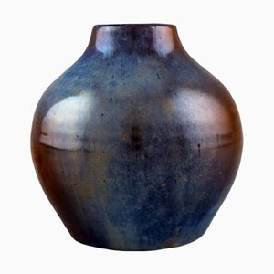 Runde Vase aus glasiertem Steingut von Søren Kongstrand, Dänemark, 1920er