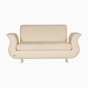 Cream Fabric Two-Seater Couch by Bretz Moon