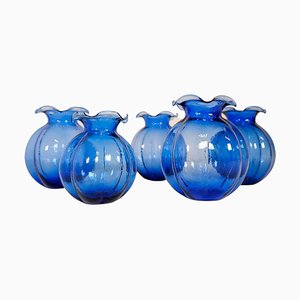 Mid-Century Blue Vases from Johansfors, Sweden, 1950s, Set of 5