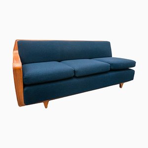 Mid-Century Modern Blue Cherry Wood Sofa by Melchiorre Bega, Italy