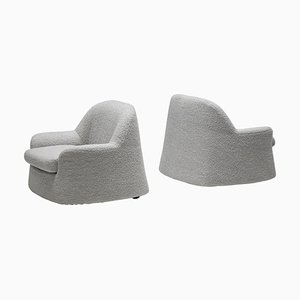 Mid-Century Modern Italian Lounge Chairs in Grey Bouclé from Scarpa, 1960s, Set of 2