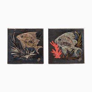 Hand Painted Ceramic Artwork by Diaz Costa, 1960, Set of 2