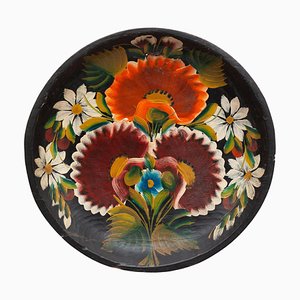 Wooden Traditional Hand Painted Plate, 1960