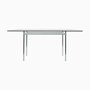 LC12 La Roche Table in Steel and Glass by Pierre Jeanneret and Le Corbusier for Cassina