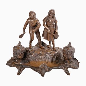 Late 19th Century Double Inkwell Tennis by A. Bossu