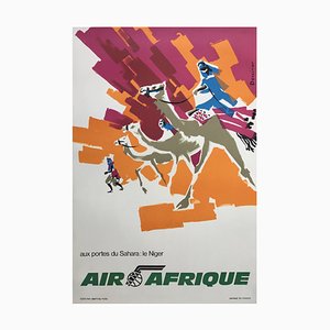 Vintage Air Africa Airline Travel Poster by Jean Dessirier, 1960s