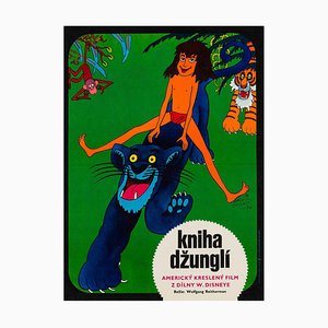 Affiche de Film Vintage Jungle Book par Hlavaty pour Disney, République Tchèque, 1974