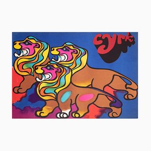 Polish Circus Poster of Lions, 1970s