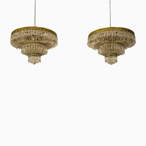Mid-Century Empire Chiseled Brass Ceiling Lights, Set of 2