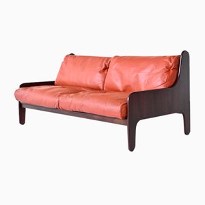 Italian Cognac Leather Lounge Sofa by Marco Zanuso for Arflex, 1964