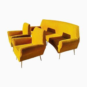 Complete Living Room Set of Sofa and Two Vintage Armchairs by Gigi Radice for Minotti, 1960s, Set of 3
