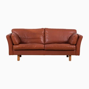Mid-Century Danish Vintage Brown Aniline Leather Sofa, 1980s