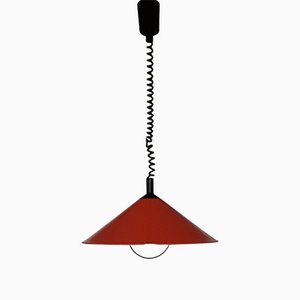 Lampada da soffitto vintage in metallo rosso, anni '70