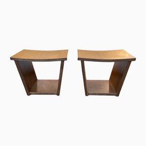Set of Mid-Century Italian Trapeze Wooden Stools by Osvaldo Borsani, 1950s