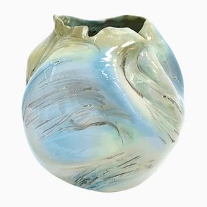 Vintage Italian Iridescent Sculptural Glazed Earthenware Vase, 1970s
