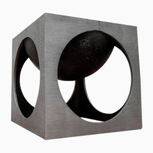 Mid-Century Italian Modernist Cube Sculpture by Lorenzo Burchiellaro