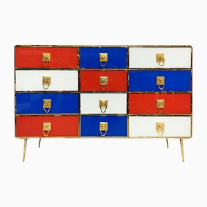 White Red and Blue Chest of Drawers, 1970s