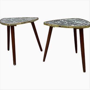 Tische mit marmorierter Textur, 2er Set