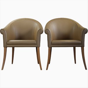 Brown Leather Sinas Armchairs by Luca Scacchetti for Poltrona Frau, Set of 2
