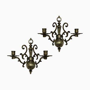 Flemish Silver Plated Wall Lights, Set of 2