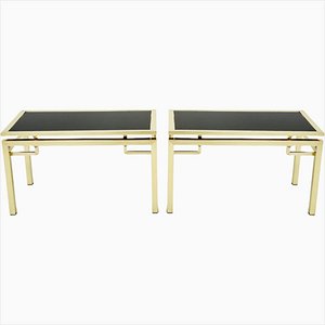 Tavolini in ottone di Guy Lefevre per Maison Jansen, Francia, anni '70, set di 2