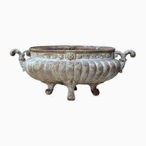 Antique Vintage French Oval Cast Iron Garden Pot