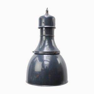 Blau emaillierte industrielle Vintage Fabriklampe