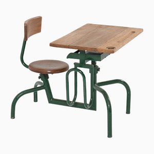 Vintage Industrial One Seat School Desk by Jean Prouvé