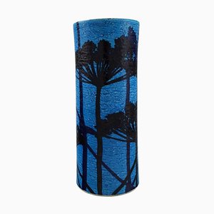 Große Azurblaue Vase aus glasiertem Steingut