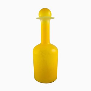 Large Yellow Art Glass Vase or Bottle by Otto Brauer for Holmegaard, 1960s