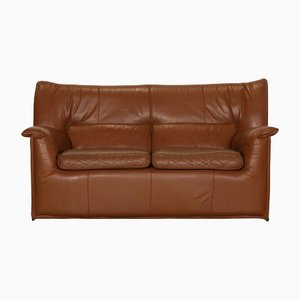 Sofá de dos plazas Lauriana de cuero marrón de Tobia Scarpa para B&B Italia