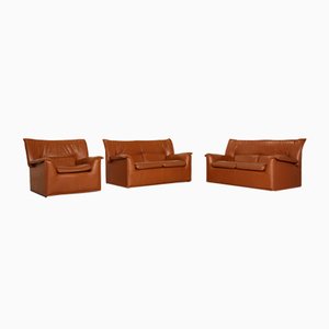 Brown Leather Lauriana Sofa & Armchair Set from B&B Italia, Set of 3