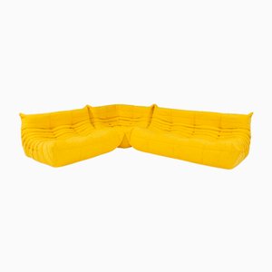 Sofá modular Togo en amarillo de Michel Ducaroy para Ligne Roset. Juego de 3