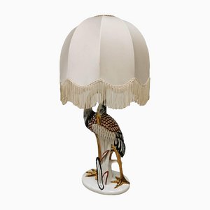 Lámpara de mesa italiana de cerámica con forma de garza