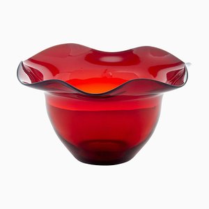 Mid 20th Century Shaped Red Art Glass Vase by Monica Bratt