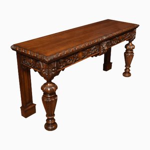Large Carved Oak Console Table